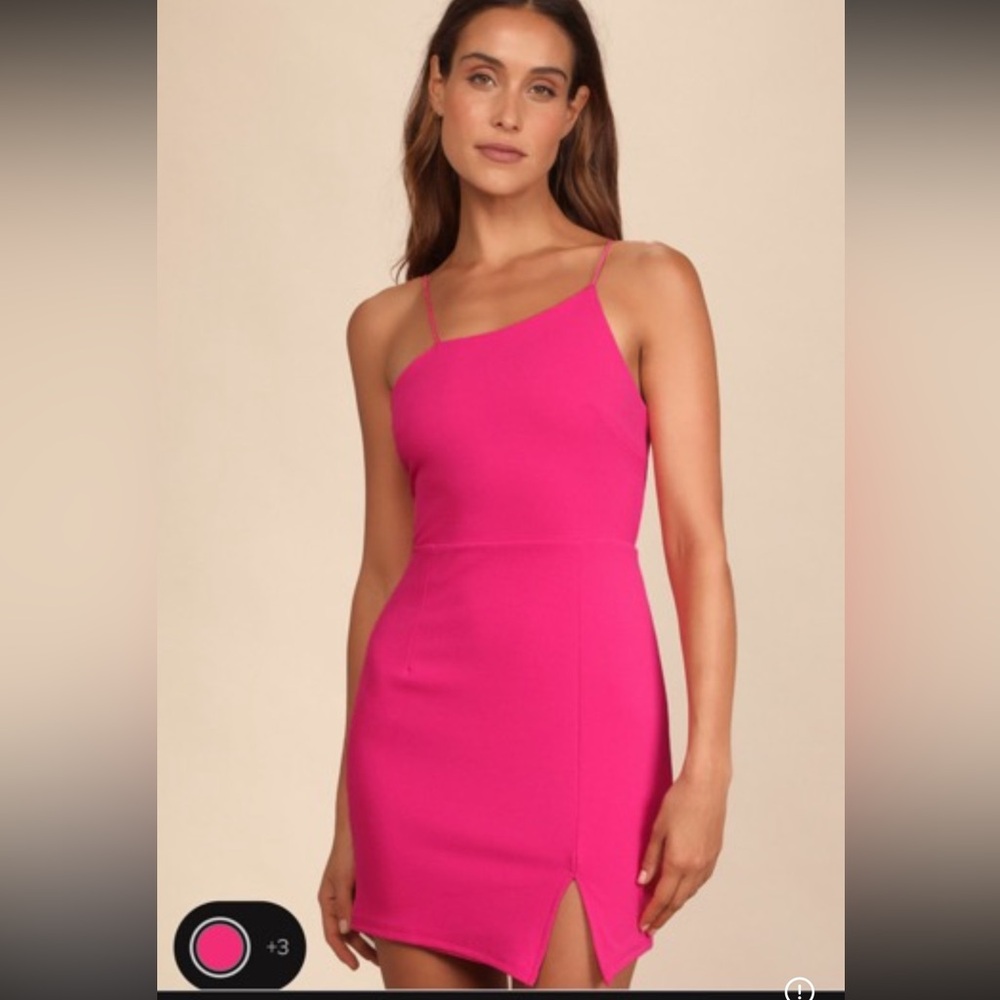 Lulus asymmetrical mini dress in hot pink